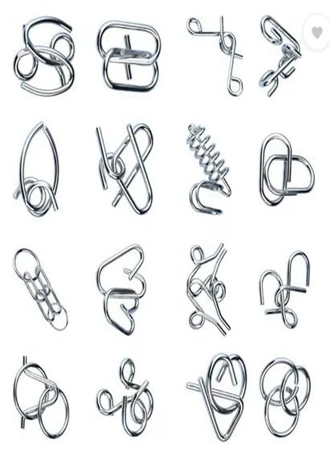 Pluspicks 16 in 1 Stainless Steel Metal Wire Classic Iq Puzzle Perplexing Mind Assembly and Brain Teaser Magic Puzzles Game for All Age Group - Image 1